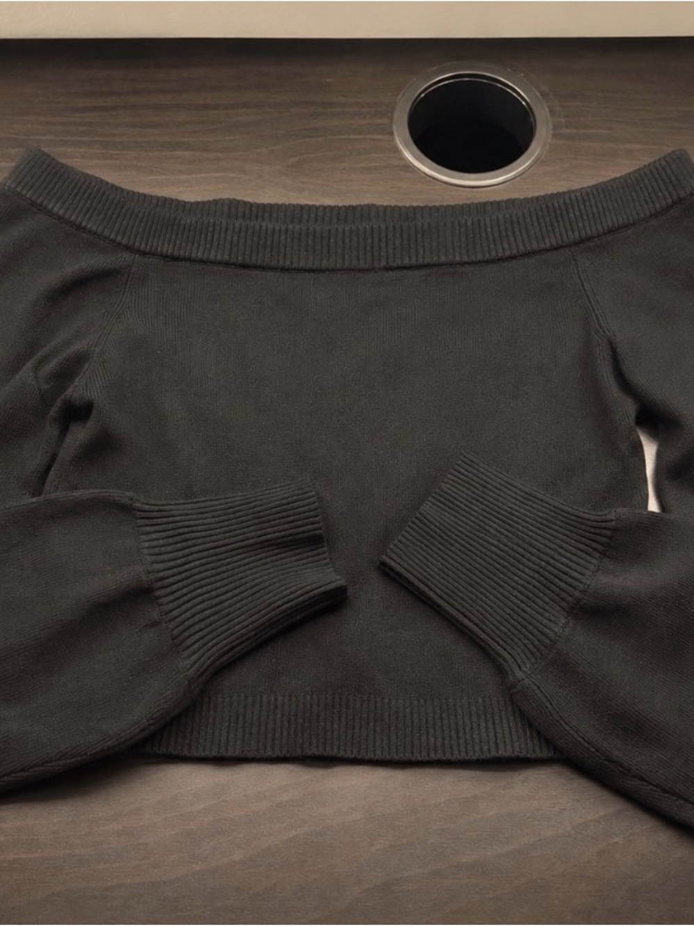 Garage Black Off-Shoulder Cropped Knit Top